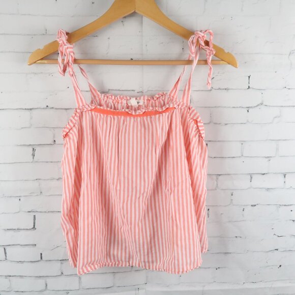 AERIE ORANGE & WHITE STRIPE BABYDOLL CROPPED TOP WITH SHOULDER TIE DETAIL SIZE S - Picture 1 of 5